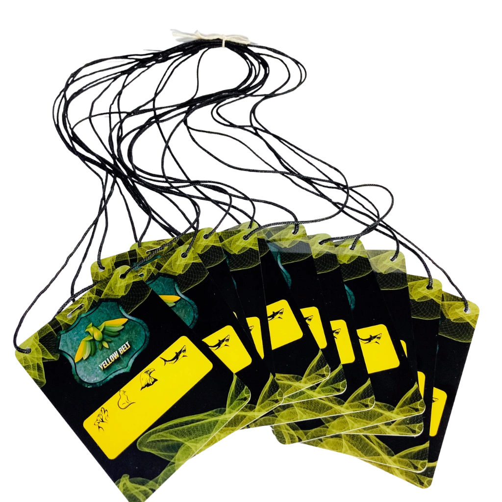 Credenciais 6 Credenciais personalizadas Yellow Belt com cordão preto para eventos e treinamentos.